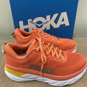 NEW! Women’s Size 8 HOKA One One BONDI 7 Running Shoes Orange Coral Yellow